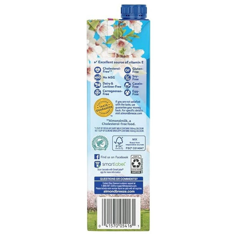 LECHE DE ALMENDRA ALMOND BREEZE UNSWEETENED VAINILLA 946 ML